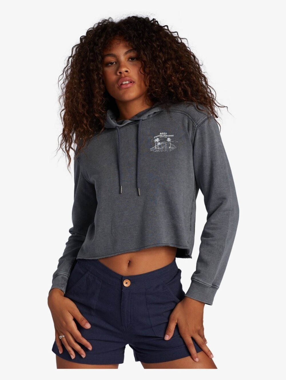 Roxy Easy Afternoon C Hoodie Turbulence Women's XL Oversized Cropped Sweatshirt